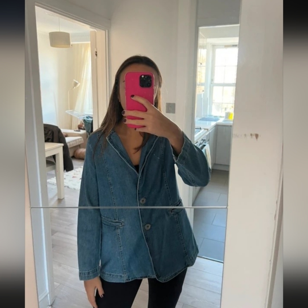 Stradivarius Light Blue Denim Blazer